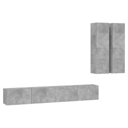 vidaXL 4-tlg. TV-Schrank-Set Betongrau Holzwerkstoff