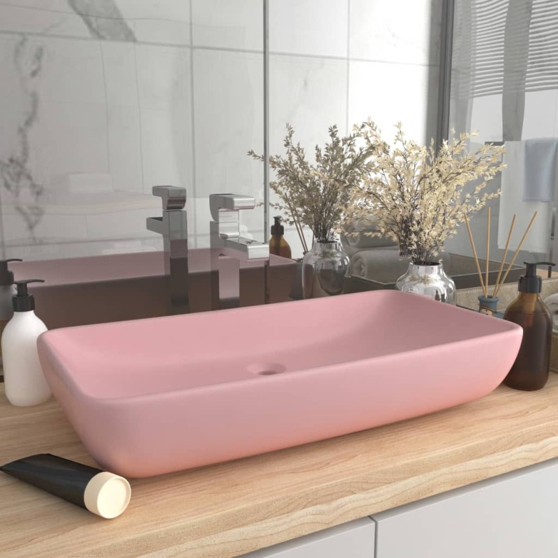 vidaXL Luxus-Waschbecken Rechteckig Matt Rosa 71x38 cm Keramik vidaXL Luxus-Waschbecken Rechteckig Matt Rosa 71x38 cm Keramik