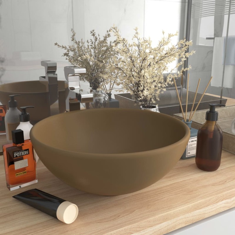 vidaXL Luxus-Waschbecken Rund Matt Creme 32,5x14 cm Keramik vidaXL Luxus-Waschbecken Rund Matt Creme 32,5x14 cm Keramik