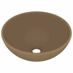 vidaXL Luxus-Waschbecken Rund Matt Creme 32,5x14 cm Keramik