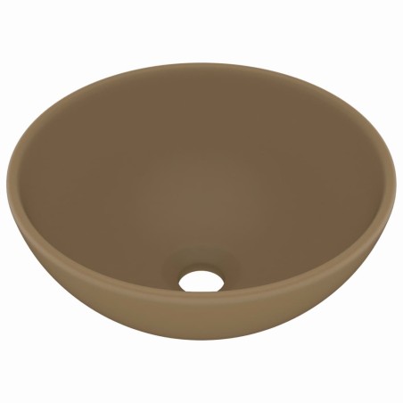 vidaXL Luxus-Waschbecken Rund Matt Creme 32,5x14 cm Keramik