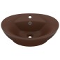 vidaXL Waschbecken Überlauf Oval Matt Dunkelbraun 58,5x39cm Keramik vidaXL Waschbecken Überlauf Oval Matt Dunkelbraun 58,5x39cm Keramik