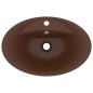vidaXL Waschbecken Überlauf Oval Matt Dunkelbraun 58,5x39cm Keramik vidaXL Waschbecken Überlauf Oval Matt Dunkelbraun 58,5x39cm Keramik