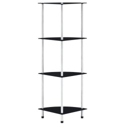 vidaXL Regal mit 4 Ablagen Schwarz 30x30x100 cm Hartglas