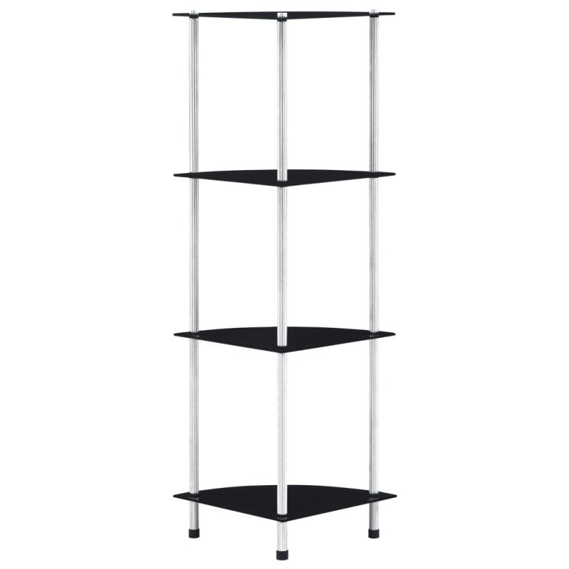vidaXL Regal mit 4 Ablagen Schwarz 30x30x100 cm Hartglas vidaXL Regal mit 4 Ablagen Schwarz 30x30x100 cm Hartglas