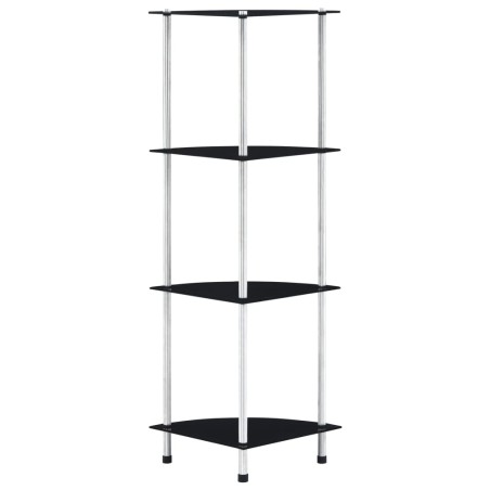 vidaXL Regal mit 4 Ablagen Schwarz 30x30x100 cm Hartglas