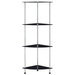 vidaXL Regal mit 4 Ablagen Schwarz 30x30x100 cm Hartglas