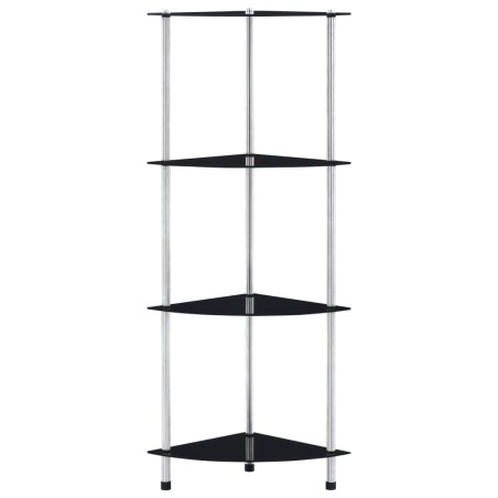 vidaXL Regal mit 4 Ablagen Schwarz 30x30x100 cm Hartglas