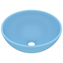 vidaXL Luxus-Waschbecken Rund Matt Hellblau 32,5x14 cm Keramik