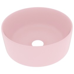 vidaXL Luxuriöses Waschbecken Rund Matt Rosa 40x15 cm Keramik