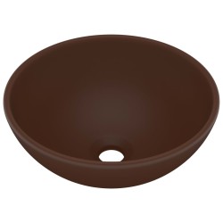 vidaXL Luxus-Waschbecken Rund Matt Dunkelbraun 32,5x14 cm Keramik