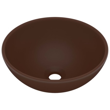 vidaXL Luxus-Waschbecken Rund Matt Dunkelbraun 32,5x14 cm Keramik