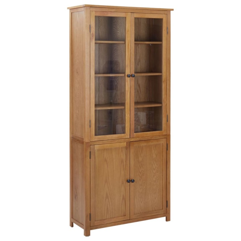 vidaXL Bücherschrank mit 4 Türen 90x35x200 cm Eiche Massivholz & Glas vidaXL Bücherschrank mit 4 Türen 90x35x200 cm Eiche Massivholz & Glas