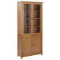 vidaXL Bücherschrank mit 4 Türen 90x35x200 cm Eiche Massivholz & Glas vidaXL Bücherschrank mit 4 Türen 90x35x200 cm Eiche Massivholz & Glas