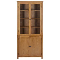 vidaXL Bücherschrank mit 4 Türen 90x35x200 cm Eiche Massivholz & Glas
