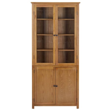 vidaXL Bücherschrank mit 4 Türen 90x35x200 cm Eiche Massivholz & Glas