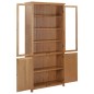vidaXL Bücherschrank mit 4 Türen 90x35x200 cm Eiche Massivholz & Glas vidaXL Bücherschrank mit 4 Türen 90x35x200 cm Eiche Massivholz & Glas