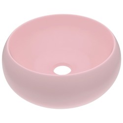 vidaXL Luxuriöses Waschbecken Rund Matt Rosa 40x15 cm Keramik