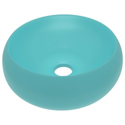vidaXL Luxuriöses Waschbecken Rund Matt Hellgrün 40x15 cm Keramik