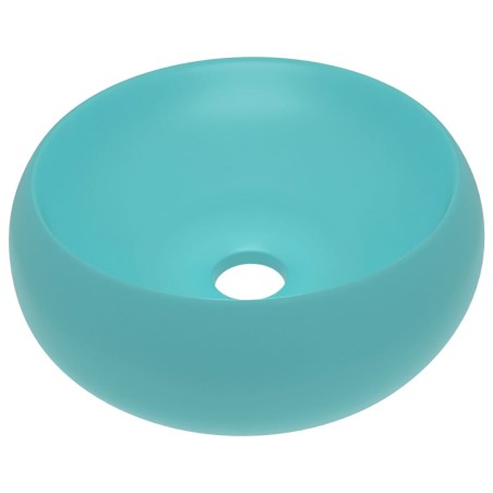 vidaXL Luxuriöses Waschbecken Rund Matt Hellgrün 40x15 cm Keramik