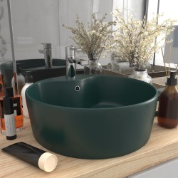 vidaXL Luxus-Waschbecken mit Überlauf Matt Dunkelgrün 36x13 cm Keramik