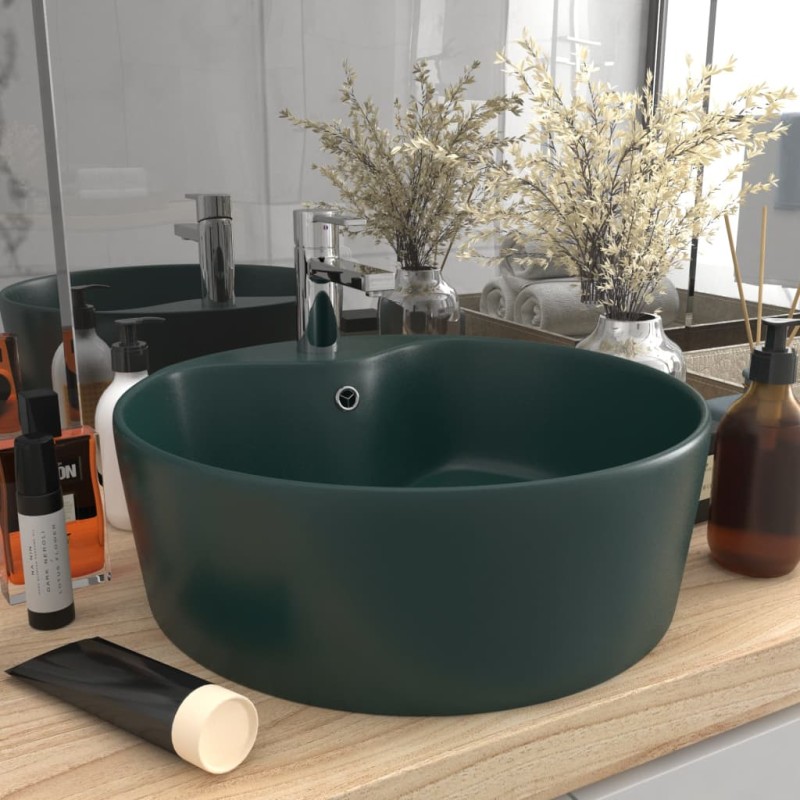 vidaXL Luxus-Waschbecken mit Überlauf Matt Dunkelgrün 36x13 cm Keramik vidaXL Luxus-Waschbecken mit Überlauf Matt Dunkelgrün 36x13 cm Keramik