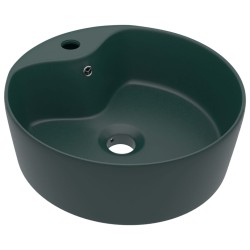 vidaXL Luxus-Waschbecken mit Überlauf Matt Dunkelgrün 36x13 cm Keramik