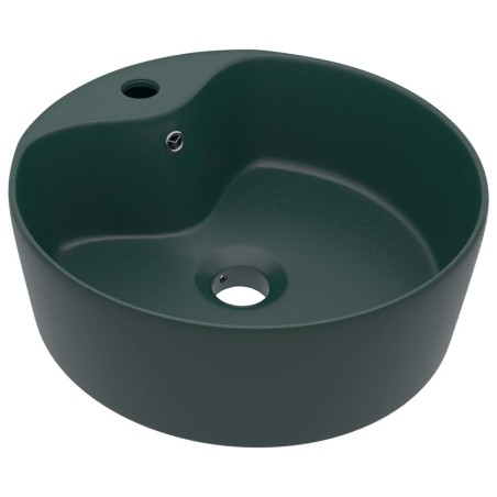 vidaXL Luxus-Waschbecken mit Überlauf Matt Dunkelgrün 36x13 cm Keramik