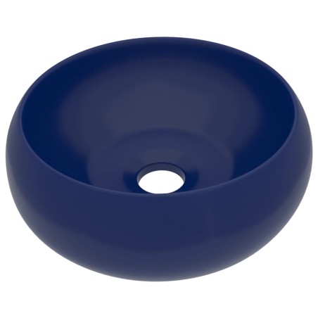 vidaXL Luxuriöses Waschbecken Rund Matt Dunkelblau 40x15 cm Keramik
