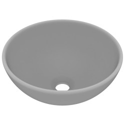 vidaXL Luxus-Waschbecken Rund Matt Hellgrau 32,5x14 cm Keramik