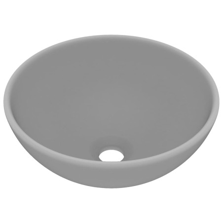 vidaXL Luxus-Waschbecken Rund Matt Hellgrau 32,5x14 cm Keramik