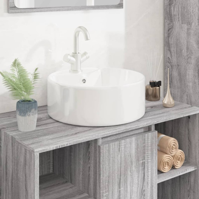 vidaXL Waschbecken Weiß 40x14,5 cm Keramik Rund vidaXL Waschbecken Weiß 40x14,5 cm Keramik Rund