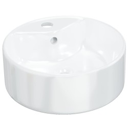 vidaXL Waschbecken Weiß 40x14,5 cm Keramik Rund