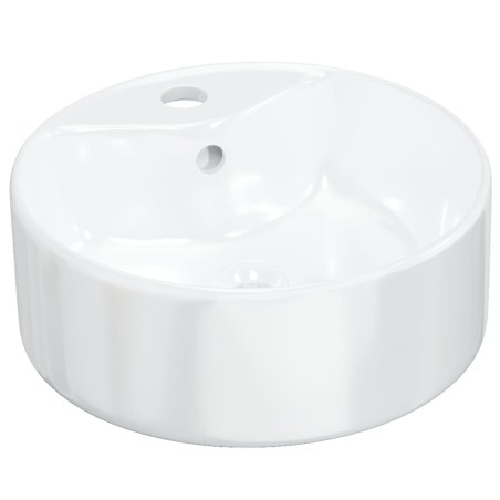 vidaXL Waschbecken Weiß 40x14,5 cm Keramik Rund