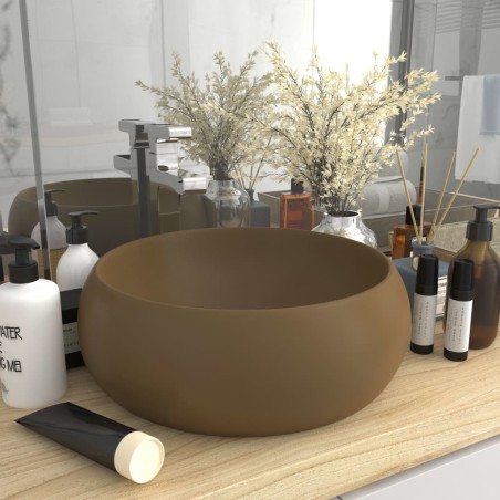 vidaXL Luxuriöses Waschbecken Rund Matt Creme 40x15 cm Keramik