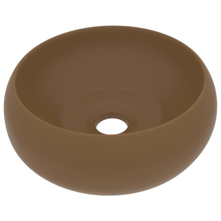vidaXL Luxuriöses Waschbecken Rund Matt Creme 40x15 cm Keramik