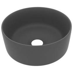 vidaXL Luxuriöses Waschbecken Rund Matt Dunkelgrau 40x15 cm Keramik