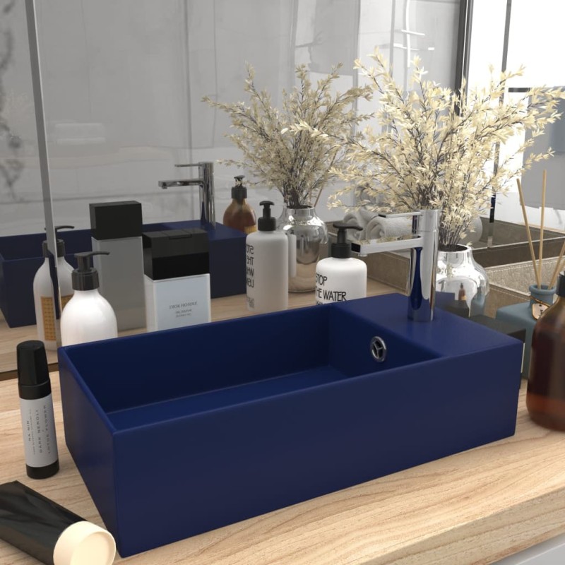 vidaXL Badezimmer-Waschbecken mit Überlauf Keramik Dunkelblau vidaXL Badezimmer-Waschbecken mit Überlauf Keramik Dunkelblau