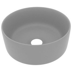 vidaXL Luxuriöses Waschbecken Rund Matt Hellgrau 40x15 cm Keramik