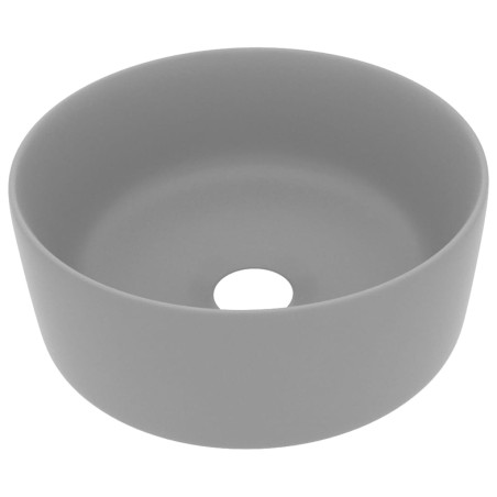 vidaXL Luxuriöses Waschbecken Rund Matt Hellgrau 40x15 cm Keramik