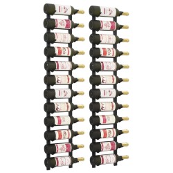 vidaXL Wand-Weinregale für 12 Flaschen 2 Stk. Schwarz Eisen