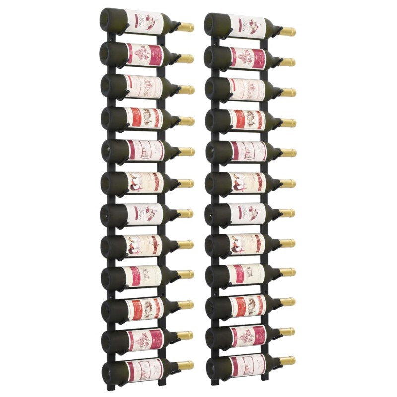 vidaXL Wand-Weinregale für 12 Flaschen 2 Stk. Schwarz Eisen vidaXL Wand-Weinregale für 12 Flaschen 2 Stk. Schwarz Eisen