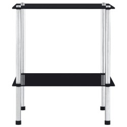vidaXL Regal mit 2 Ablagen Schwarz 40x40x47 cm Hartglas