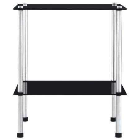 vidaXL Regal mit 2 Ablagen Schwarz 40x40x47 cm Hartglas