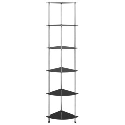 vidaXL Regal mit 6 Ablagen Schwarz 30x30x160 cm Hartglas