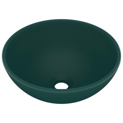 vidaXL Luxus-Waschbecken Rund Matt Dunkelgrün 32,5x14 cm Keramik