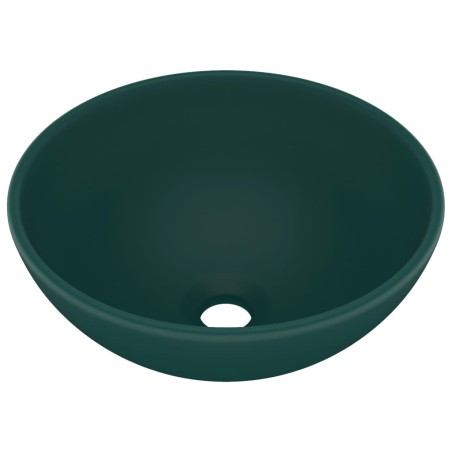 vidaXL Luxus-Waschbecken Rund Matt Dunkelgrün 32,5x14 cm Keramik