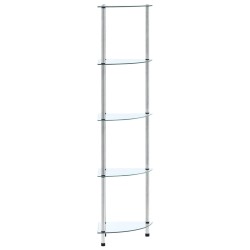vidaXL Regal mit 5 Ablagen Transparent 30x30x130 cm Hartglas