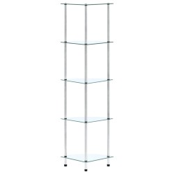 vidaXL Regal mit 5 Ablagen Transparent 30x30x130 cm Hartglas