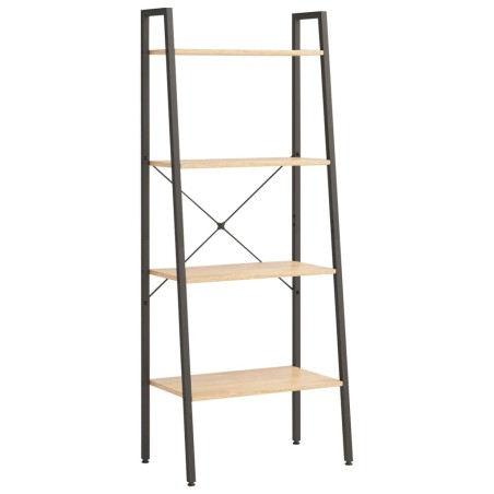 vidaXL Standregal 4 Böden Hellbraun und Schwarz 56x35x140 cm